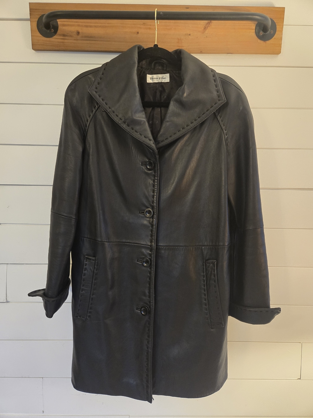 Women’s Black Leather Coat - Vintage Lambskin
